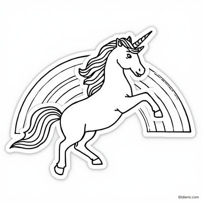 A unicorn  flying on a rainbow