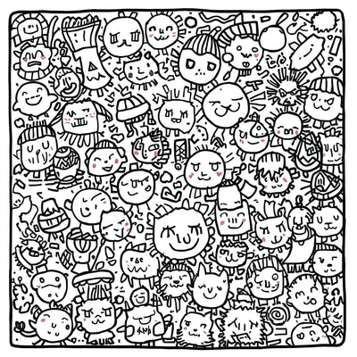 Cute faces doodle
